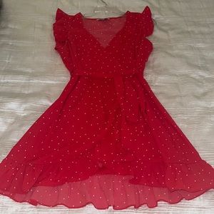 Red polka dot strap dress